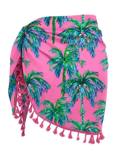 AI'MAGE Pink Coconut Tree Beach Cover Up Sarong Wrap for Women - Medium