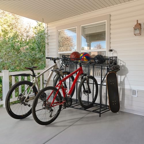 4 Bike Floor Stand Rack for Garage Indoor & Outdoor Bicycle Storage