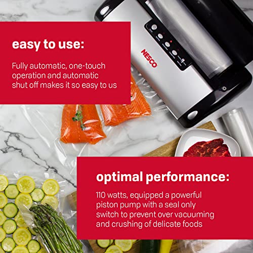 NESCO VS-02 Food Vacuum Sealer Starter Kit with Automatic Shut-Off & Bags