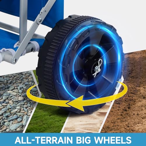 Old Bahama Bay 2-in-1 Beach Cart with Big Wheels, Folding Utility Wagon, Blue