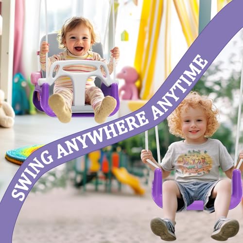 Pink Toddler Swing with Soft Cushion, Foldable Indoor Outdoor Baby Swing