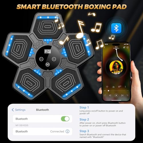 LOLBOX Black Wall Mounted Bluetooth Music Boxing Machine with Gloves