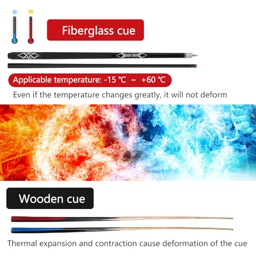 Black Fiberglass Billiard Pool Cue Stick 21oz - Durable Professional Cue