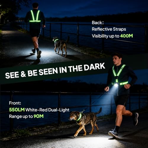 Running Lights for Runners - Bright Adjustable LED Vest with Red & White Modes