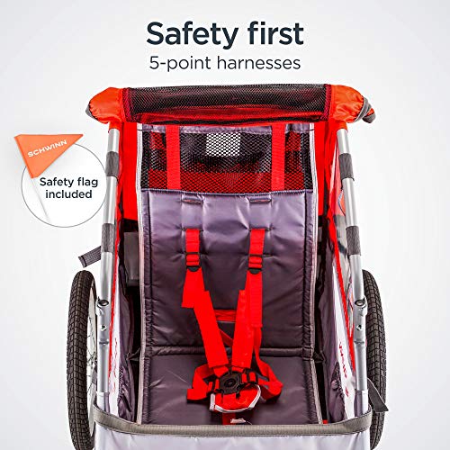 Kids Bike Trailer with Canopy & Safety Harness - Schwinn Trailblazer Plus