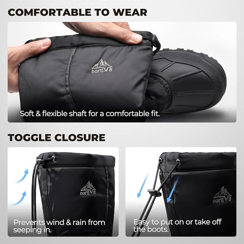 NORTIV 8 Men's Waterproof Winter Snow Boots Insulated - Black 10