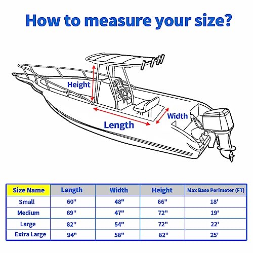 Yexcend 1200D Waterproof T-Top Boat Cover for Center Console, Gray, 69"Lx47"Wx72"H