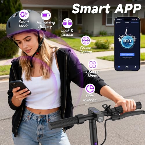 VOLPAM Purple Electric Scooter 350W/500W Motor, 15-28 Mile Range, 19 MPH