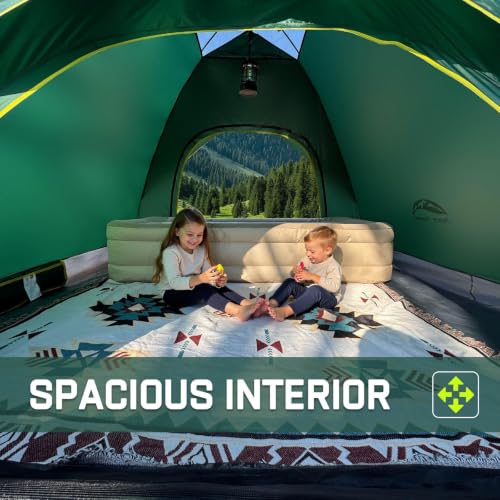 Happy Travel 3-4 Person Pop-Up Camping Tent - Dark Green, Instant Setup