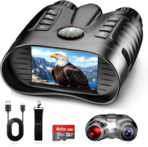 GOYOJO Night Vision Binoculars 4K IR Goggles with 32GB Recording for Hunting Camping
