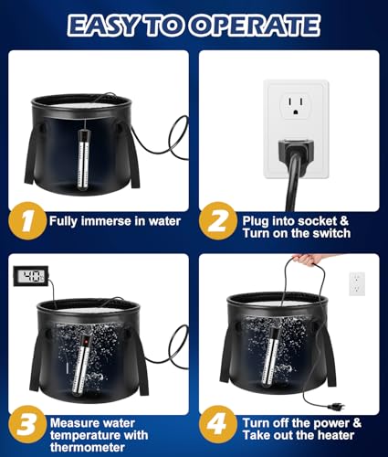 WADEO Portable Camping Shower with Heater, LED Display, 5 Gal Foldable Bucket, 4 Spray Modes