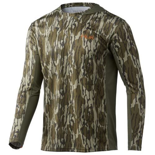 Men's Icon X Camo Hoodie - UPF 50+ Long-Sleeve Fishing Shirt, Large Mossy Oak