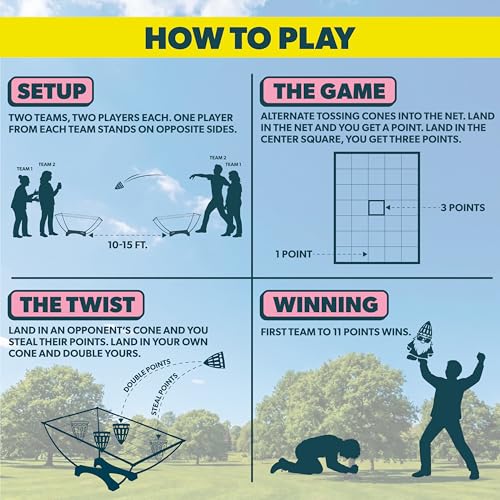 Vango Cone Toss Outdoor Lawn Game - Portable Target Tossing with Score Stealing Twist