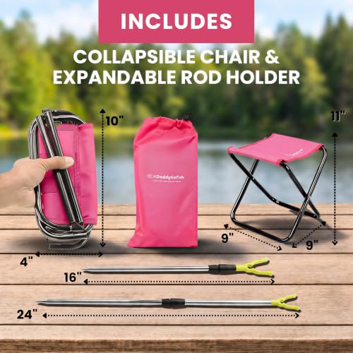DaddyGoFish 2 Pack Kids Fishing Poles Set - 5ft Telescopic Rods for Boys & Girls, Complete Fishing Kit with Accessories