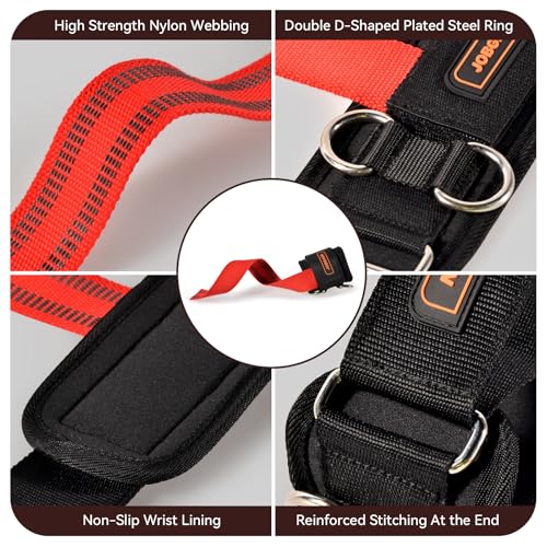 Weight Lifting Straps with D Rings - Red, Neoprene Padding, Non-Slip Grip