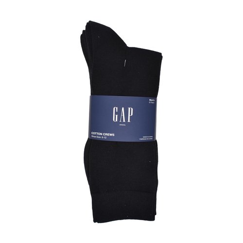 GAP Mens Crew Socks, Multi-Pack Adult Socks, Soft & Stretchy, Black (6-Pack), One Size