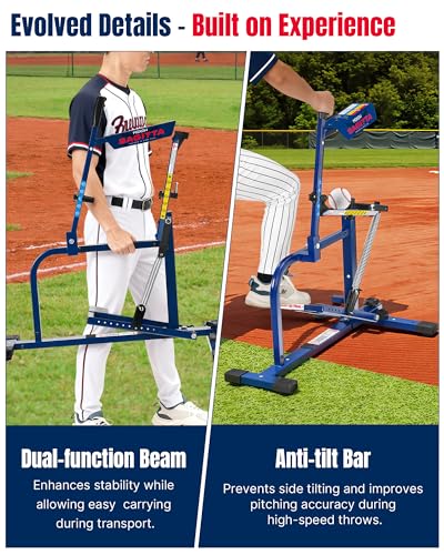 Manual Baseball & Softball Pitching Machine with Ball Caddy - Portable Batting & Fielding Trainer