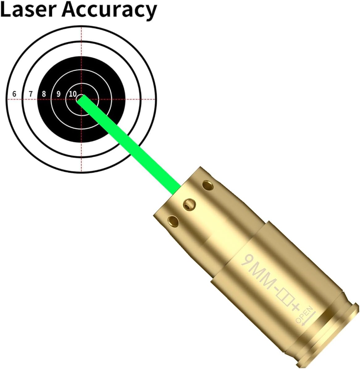 Skiennix 9mm Green Laser Bore Sight - Precision Boresighter with Batteries for Hunting & Shooting