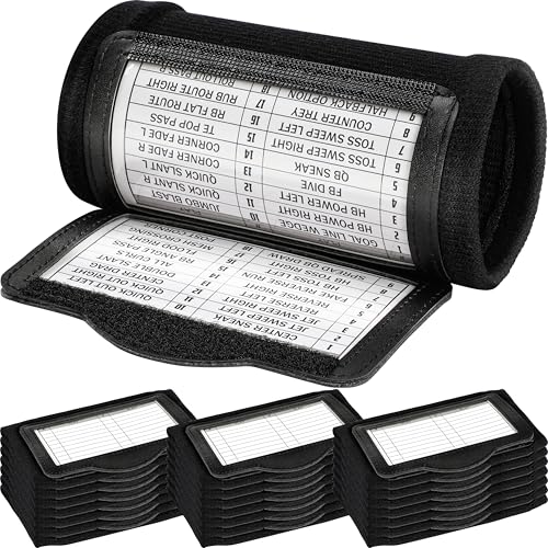Football Wristbands with Play Windows & Quick Flip Access - Black 22pcs, Sports Coaching Aid