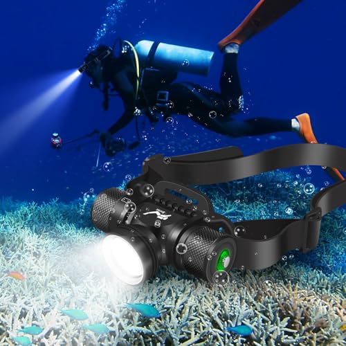 WINDFIRE HP900 Black Dive Headlamp - Ultra Bright 5 Modes, Waterproof Up to 80m