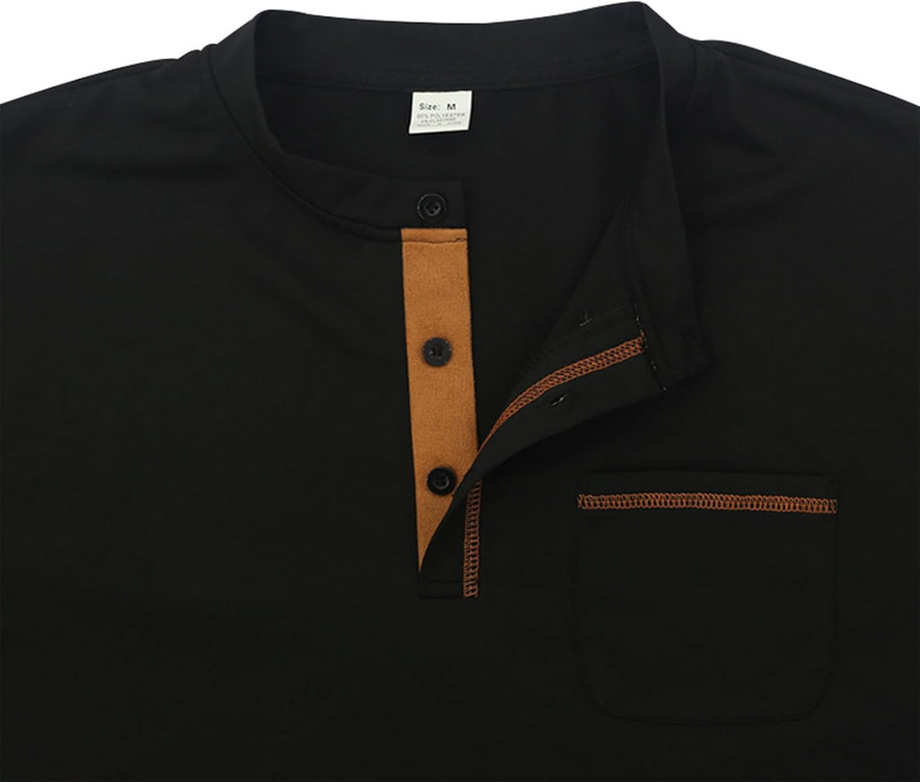 Skiennix Men's Henley Shirt - Fitted Short Sleeve V-Neck Top in Soft, Comfy Fabric | Casual Summer Tee