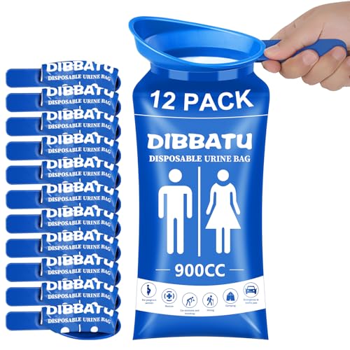 Disposable Urine Bag with Handle for Women and Men - 12 Pack, Blue