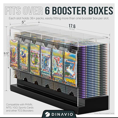6-Slot Booster Pack Dispenser with Black Acrylic Base for TCG and Sports Cards