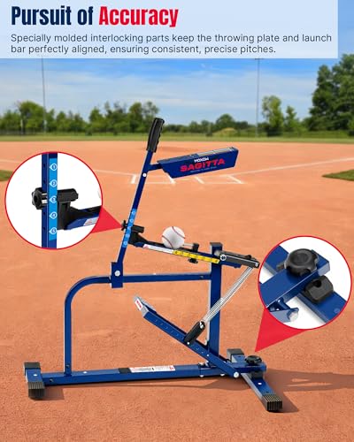 Manual Baseball & Softball Pitching Machine with Ball Caddy - Portable Batting & Fielding Trainer