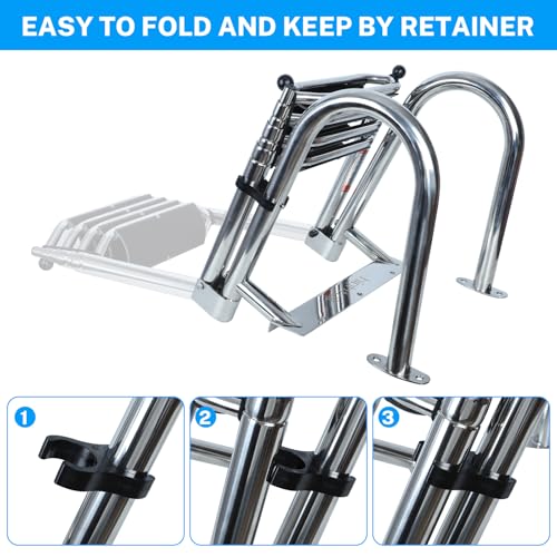 Marine-Grade Stainless Steel Telescoping Boat Ladder - 4 Step, 600LBS Capacity