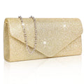 Larcenciel Sparkly Sequin Envelope Clutch Bag with Chain - Gold, 20x5x10cm