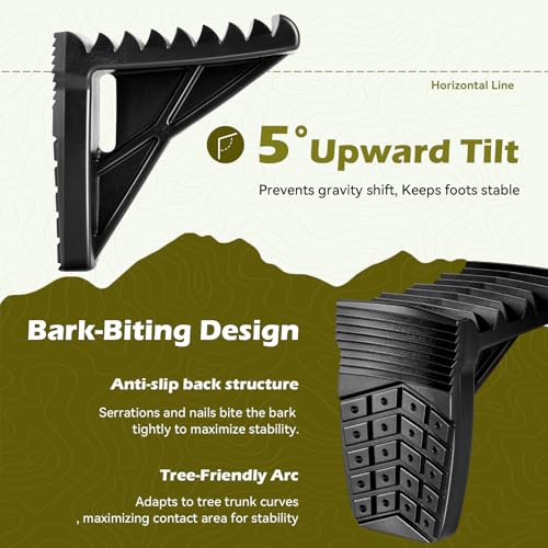 ZIVOXIA 4 Pack Ultra-Light Saddle Hunting Platform Steps with Heavy-Duty Strap & Cam Buckle, Anti-Slip Design