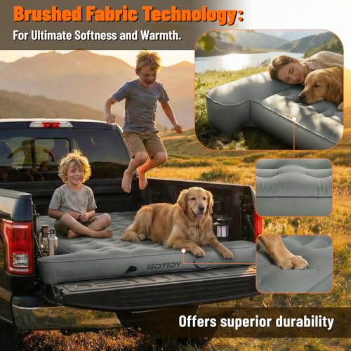Truck Bed Air Mattress 5.5-5.8ft for Full-Size Pickup with Built-In Pump - Custom Fit for Tundra F150 Silverado Ram1500 (Without Extender)