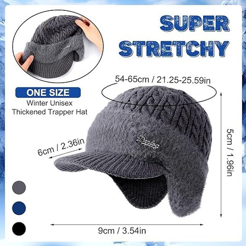 Coldshield Trapper, Warm Faux Fur Ear Flap Hat with Windproof Shell,Baseball Beanie Cozy Lined Aviator Hat for Skiing & Outdoor (Blue)