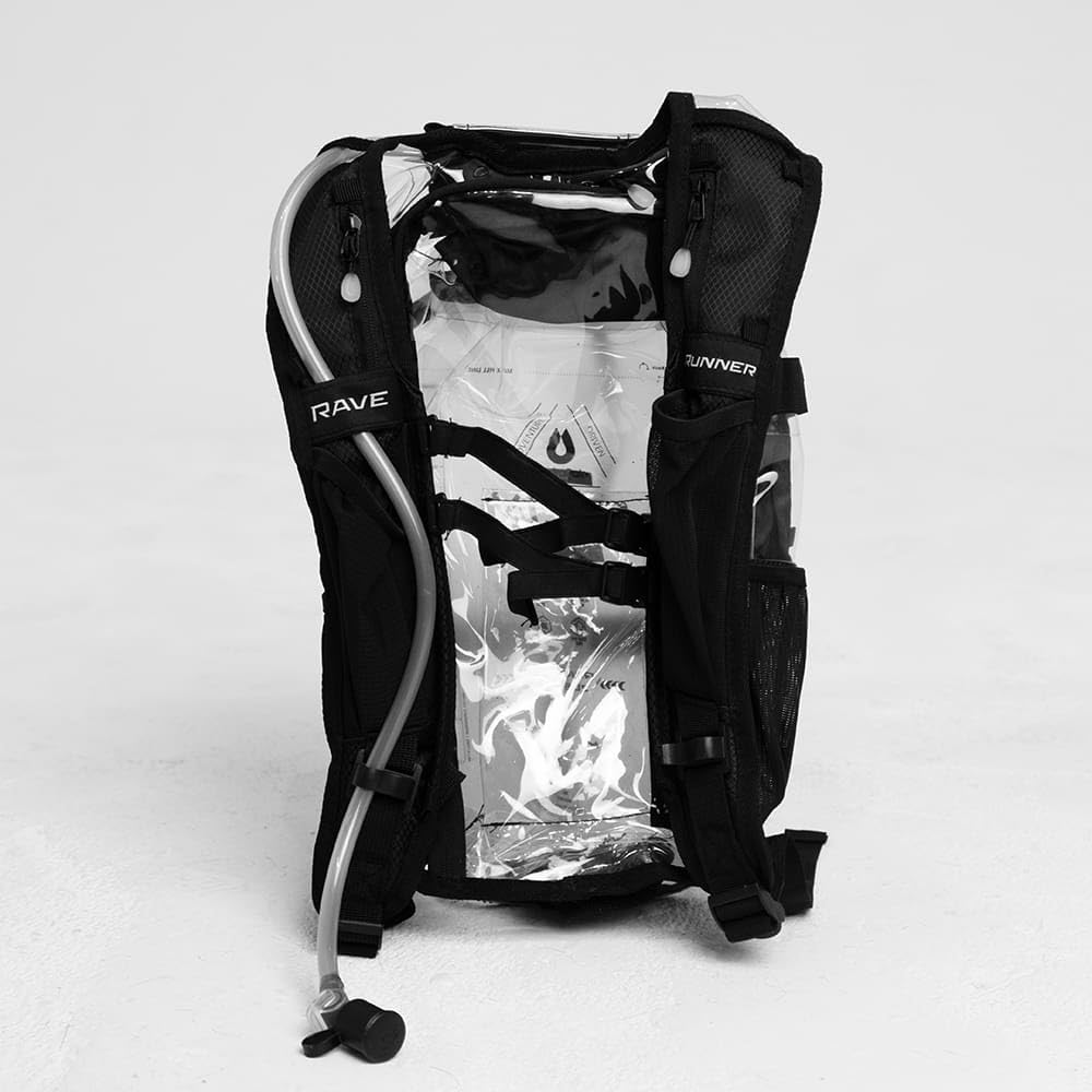 RAVERUNNER® Clear Hydration Pack | Festival Approved Hydration Backpack with 2L Bladder & Quick Disconnect Hose | Transparent Camelbak Water Backpack, Clear Hydration Backpack, ClearCamelbak