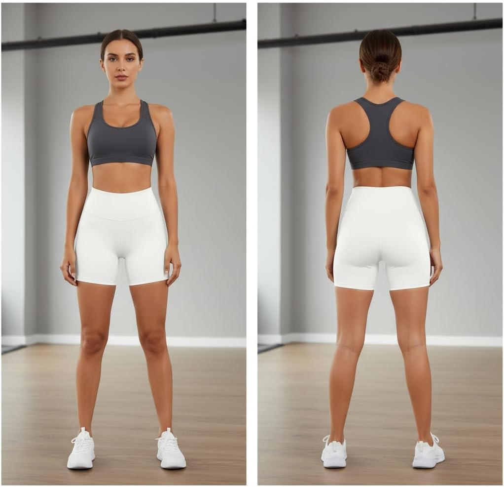 Skiennix High Waisted Biker Shorts for Women - Tummy Control Yoga & Gym Spandex | 5" Length