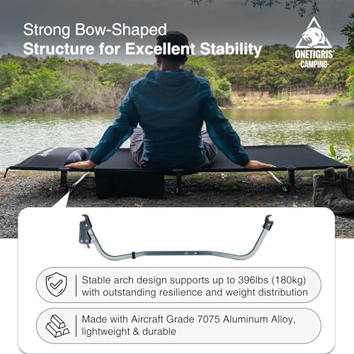 Ultralight Camping Cot with Support Up to 400lbs - Black