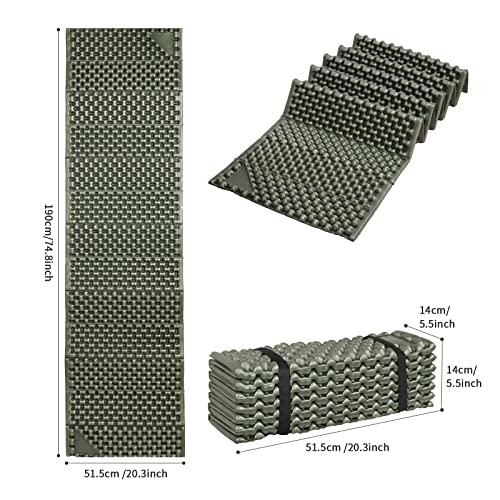 FOCHIER F Army Green 2-Pack Ultralight Foam Camping Pads for Hiking & Backpacking