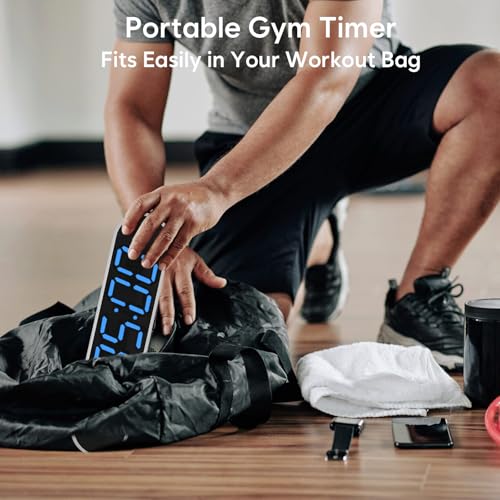 Dienmern Portable Gym Timer Clock with Strong Magnet - Workout Interval Timer with Countdown/UP/Stopwatch, 50Hours Powerful Battery Gym Clocks for Home Gym/Garage/Boxing/Fitness