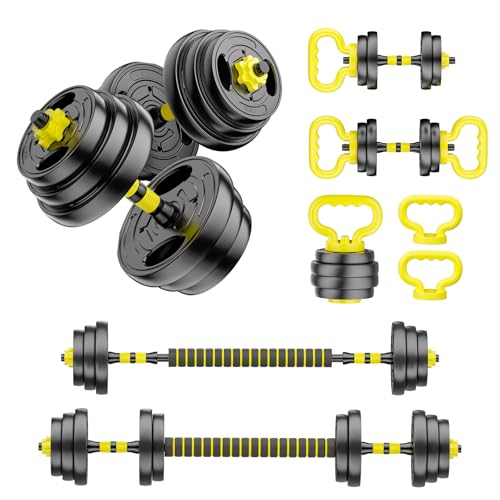 Yellow 45lbs Adjustable Dumbbell Set 4-in-1 Home Gym Weights for Men & Women