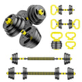 Yellow 45lbs Adjustable Dumbbell Set 4-in-1 Home Gym Weights for Men & Women