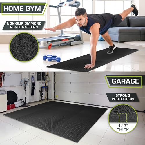 ProsourceFit 18-Pack 1/2-Inch EVA Interlocking Foam Gym Floor Tiles, Black, 72 sq ft