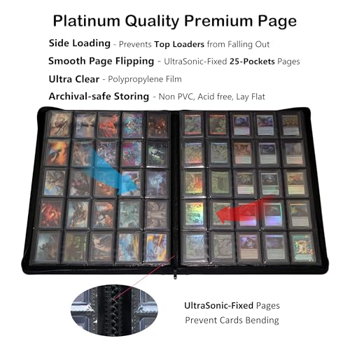 Alteagle Black 25-Pocket Top Loader Card Binder Album Holds 1000 3x4 Cards