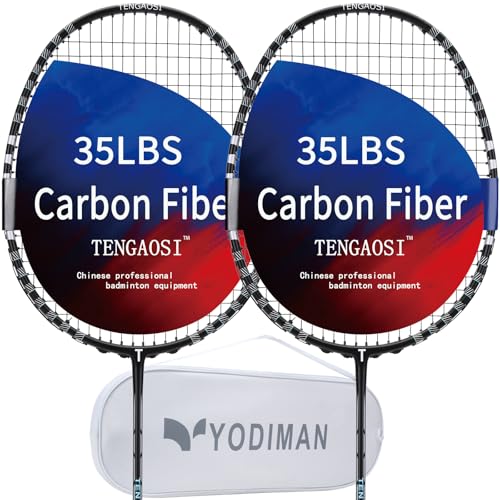 Graphite Badminton Rackets 2Pack Lightweight Professional-Grade BLACK Silver