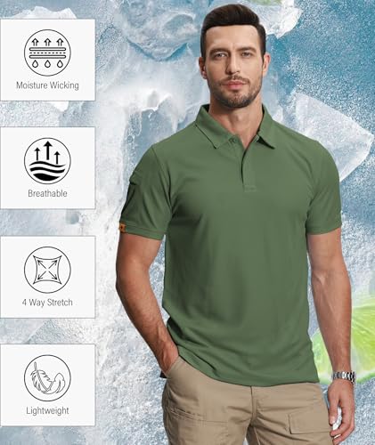 ZITY 5 Pack Men's Short Sleeve Moisture-Wicking Golf Polo Shirts Large