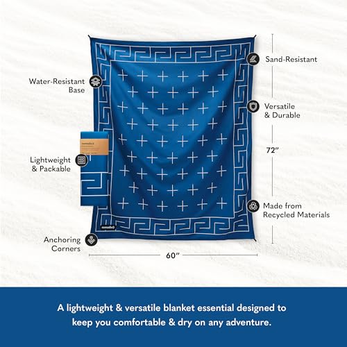 Nomadix Festival Blanket - Barton Blue Picnic & Camping Towel with Water-Resistant Base - 60x72 - Recycled Materials