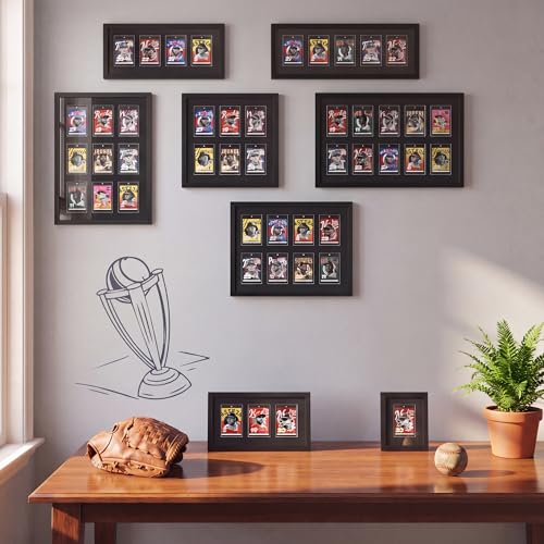 Sports Card Display Frame with Magnetic Card Holder & Tempered Glass - Holds 5 Cards