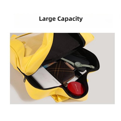 Vobomo Yellow Star Kawaii Backpack PU Leather Ita Bag Backpack Y2k Shoulder Bag Aesthetic Cute Backpack (Yellow)