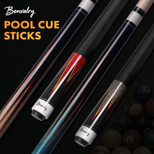 58-Inch Pool Cue Set of 4 with Maple Shafts and 13mm Tips for Billiards