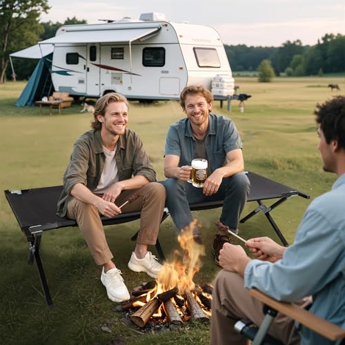 WLIVE Black Folding Camping Cot for Adults, Supports 300 lb, Easy Setup & Portable