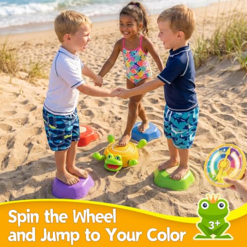 Kids Light Up & Sound Stepping Stones Set - Frog Path Jumping Toy, 5 Pieces